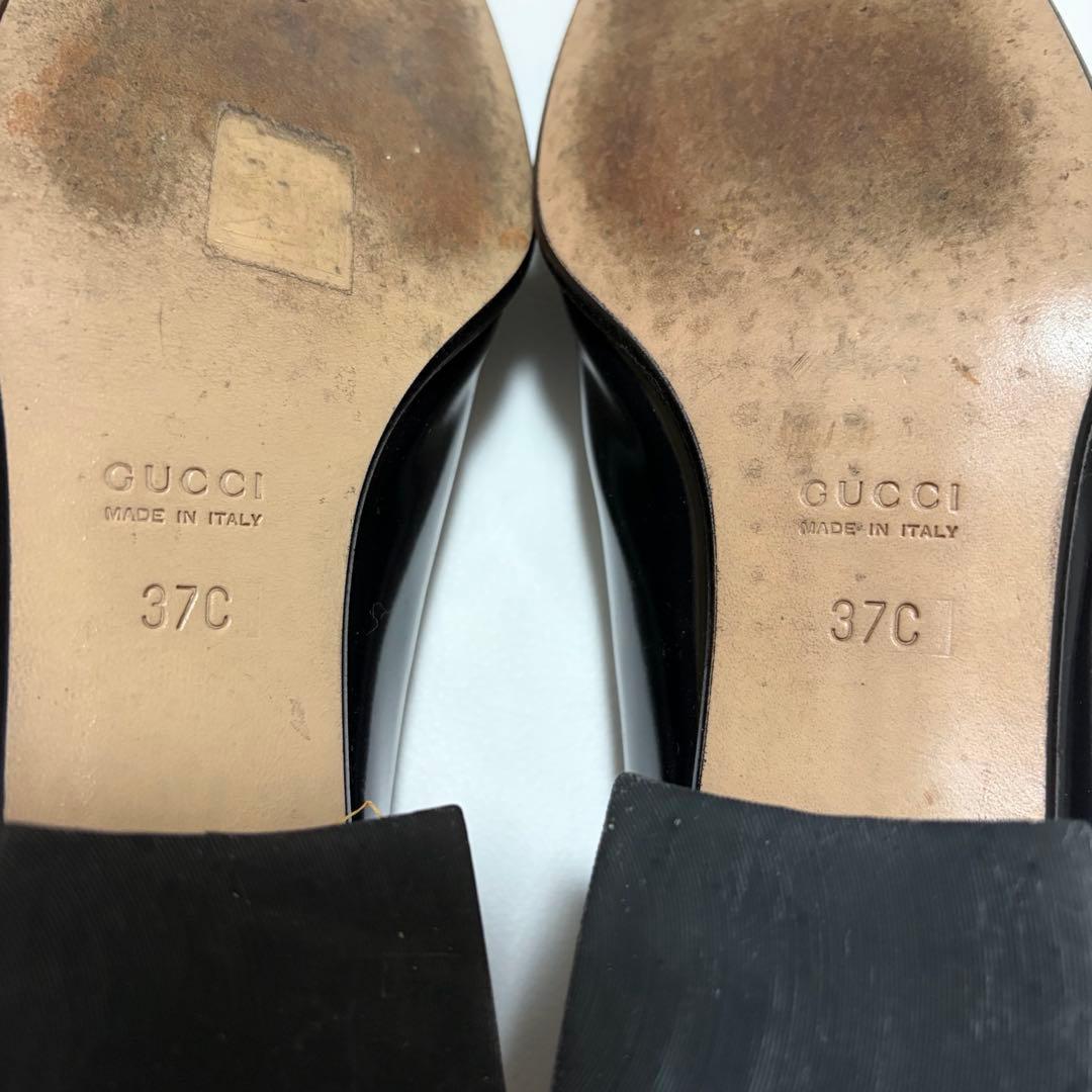 極美品✨GUCCI ホースビット パンプス チャンキーヒール パテントレザー 黒