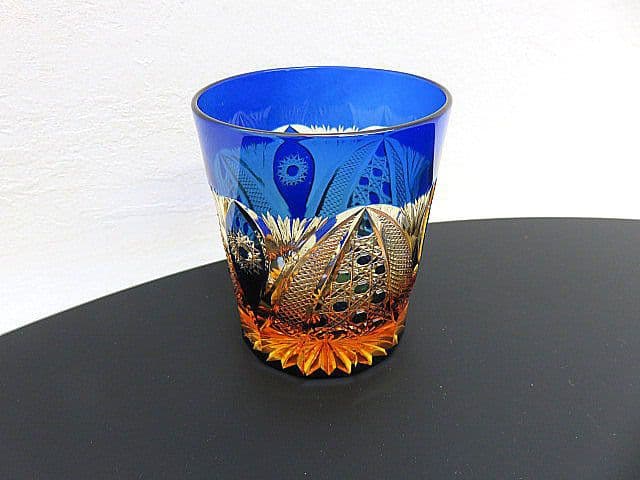 ぱ*だ様 未使用品　黒木国昭作　綾切子　オールドファッショングラス　共箱付き　現