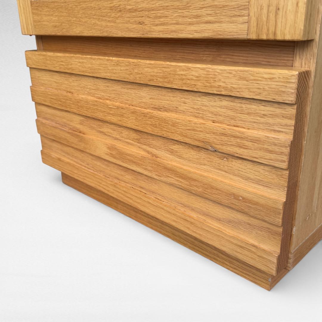 レグナテック ガラス扉　収納棚 引き出し付 無垢材 レッドオーク 幅50