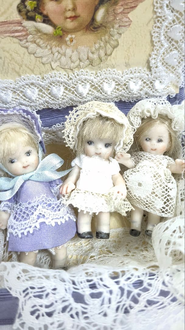 ちびくま工房　シンディちゃん5センチとパティちゃんのすみれ色のbox