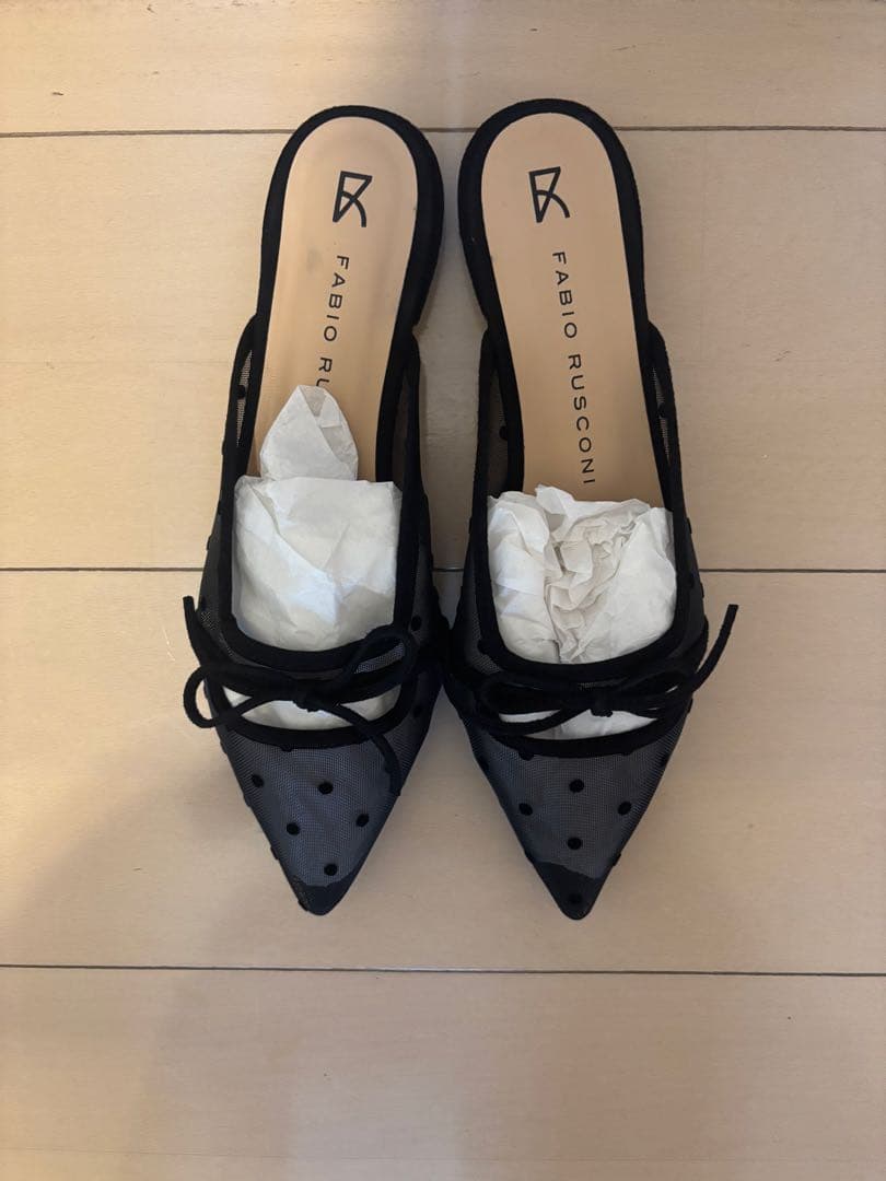 FABIO RUSCONI チュール ドットミュール　サンダル　36