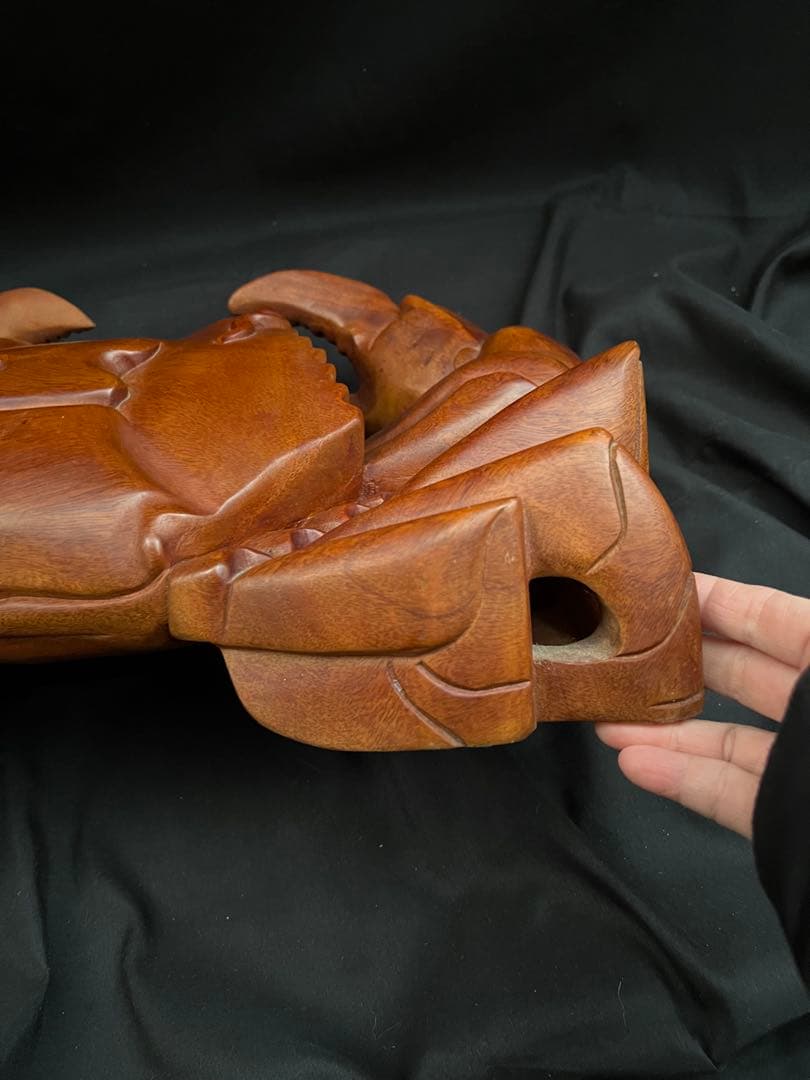 稀少 木彫りの蟹 カニ 木製 置物 木工 工芸品 飾り オブジェ