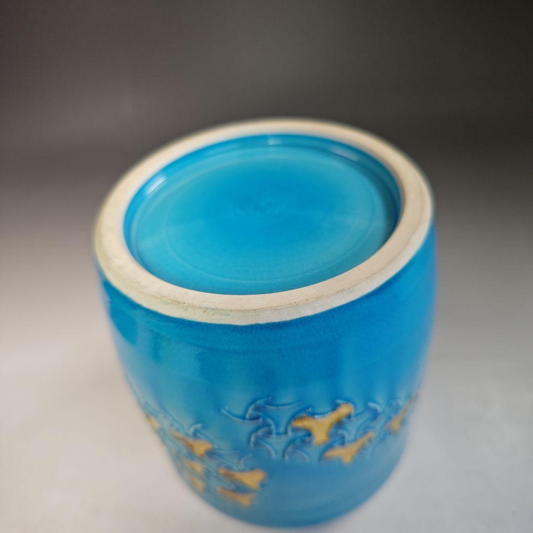 イ773 水指『平安　叶松谷造』『浅黄交趾こまつなぎ　水指　共箱』茶道具