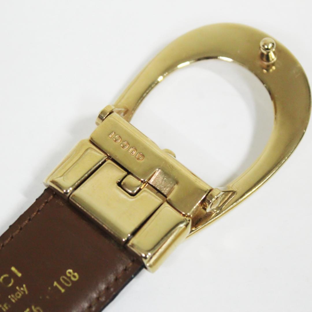 美品 グッチ ベルト G型バックル レザー ゴールド ブラック GUCCI