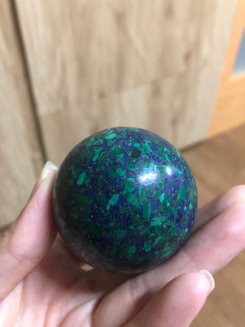 アズロマラカイト？　スフィア丸玉　約5センチ【匿名配送】