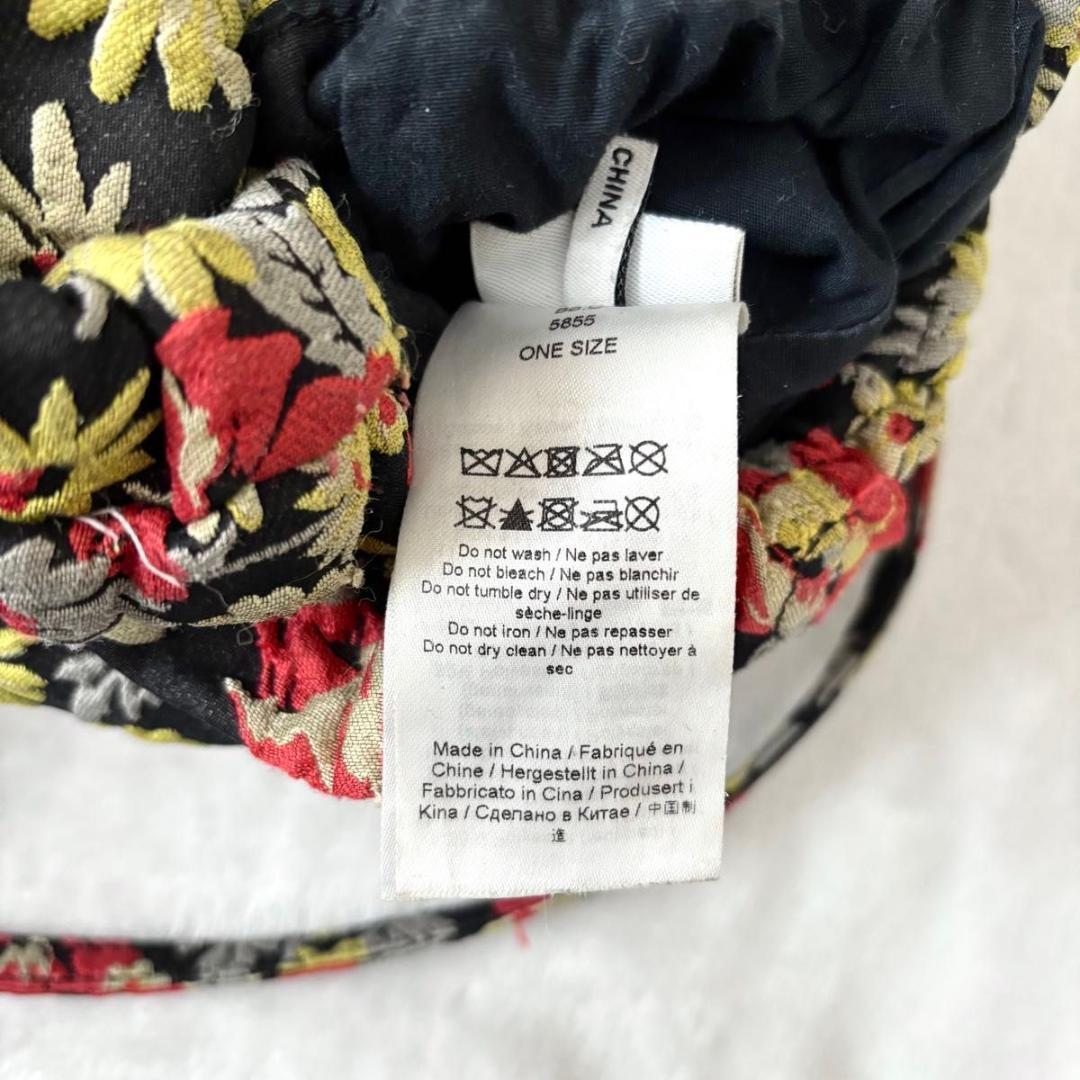 GANNI ボタニカル 巾着ショルダーバッグ　ブラック　刺繍　黒 ジャガード