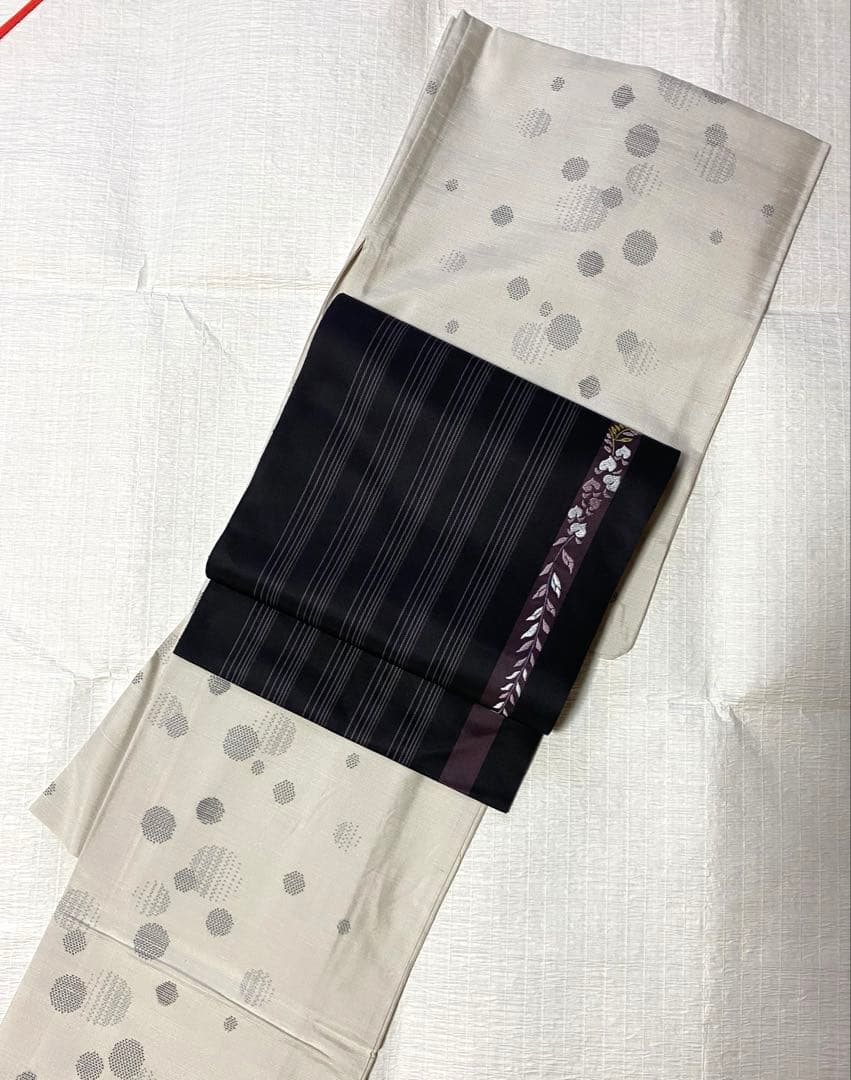 八寸名古屋帯 縞　藤柄　本場筑前博多織　西村織物