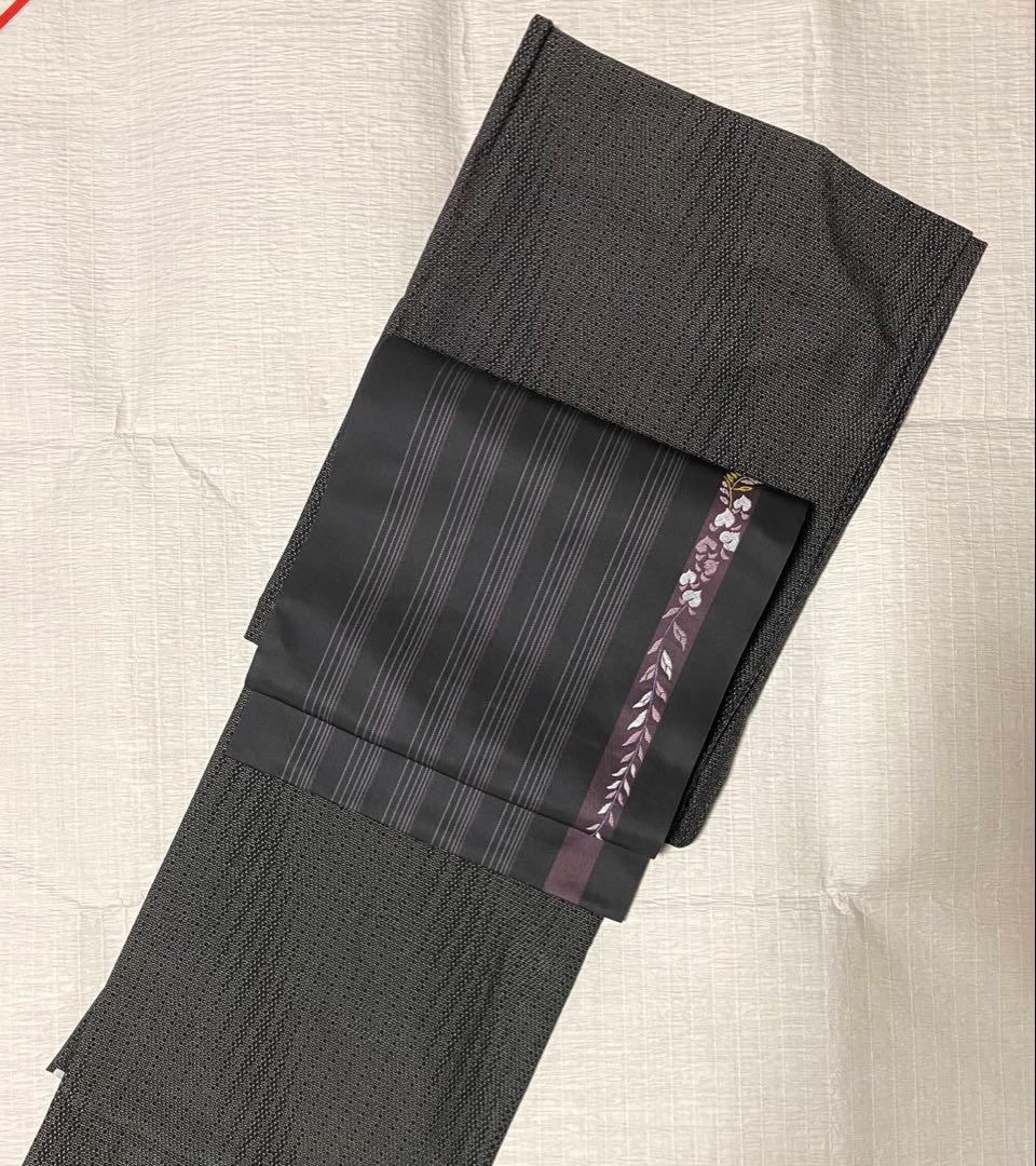 八寸名古屋帯 縞　藤柄　本場筑前博多織　西村織物