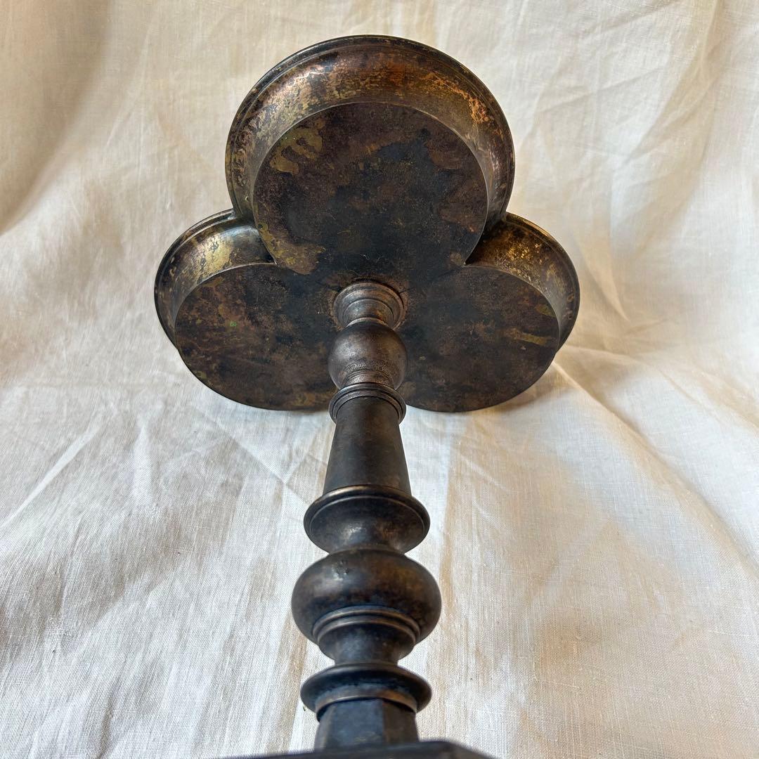 希少　フランスアンティーク 真鍮製 燭台 特大36cm 3つ葉　店舗什器　A