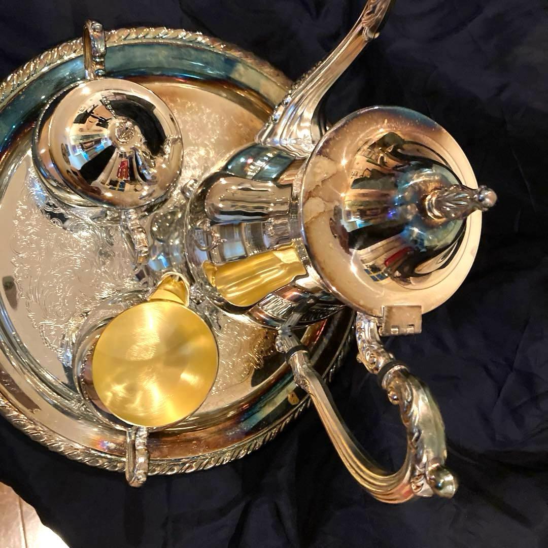 銀シルバーコーヒーポットティーポットトレイトレーシュガーポットクリーマーアメリカ