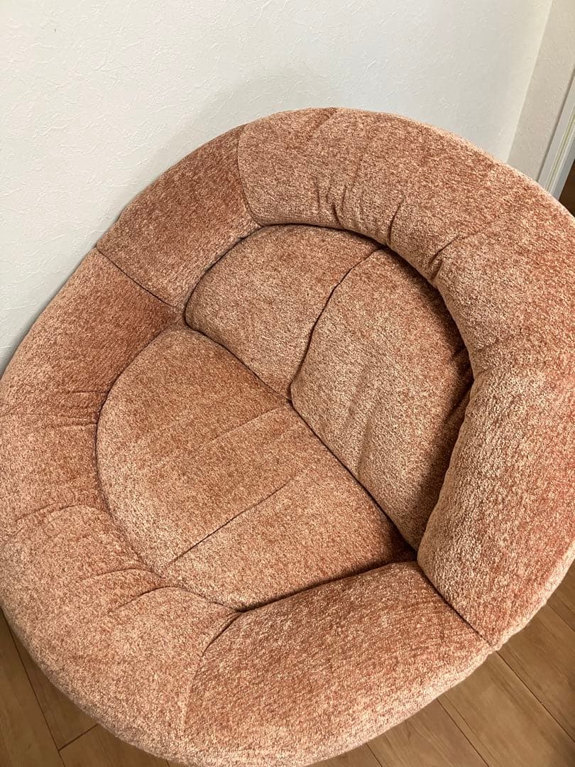 オレンジ系 円形スイベル 1人掛けソファ