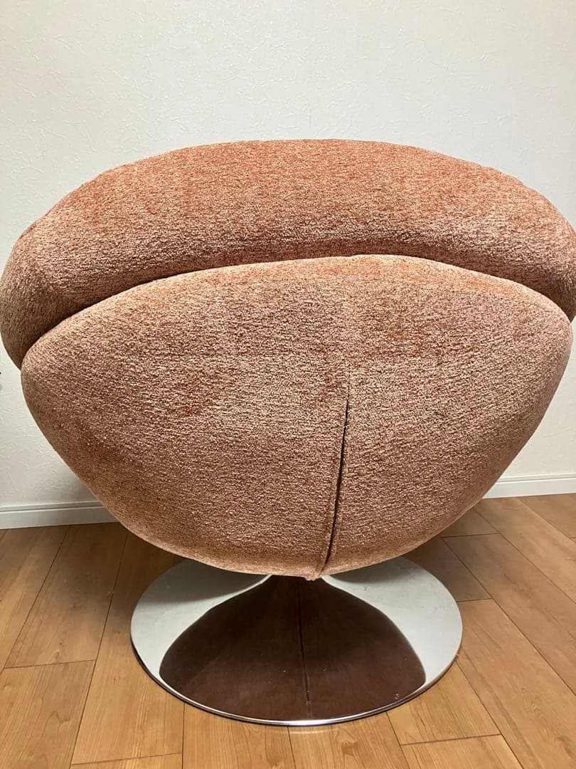 オレンジ系 円形スイベル 1人掛けソファ
