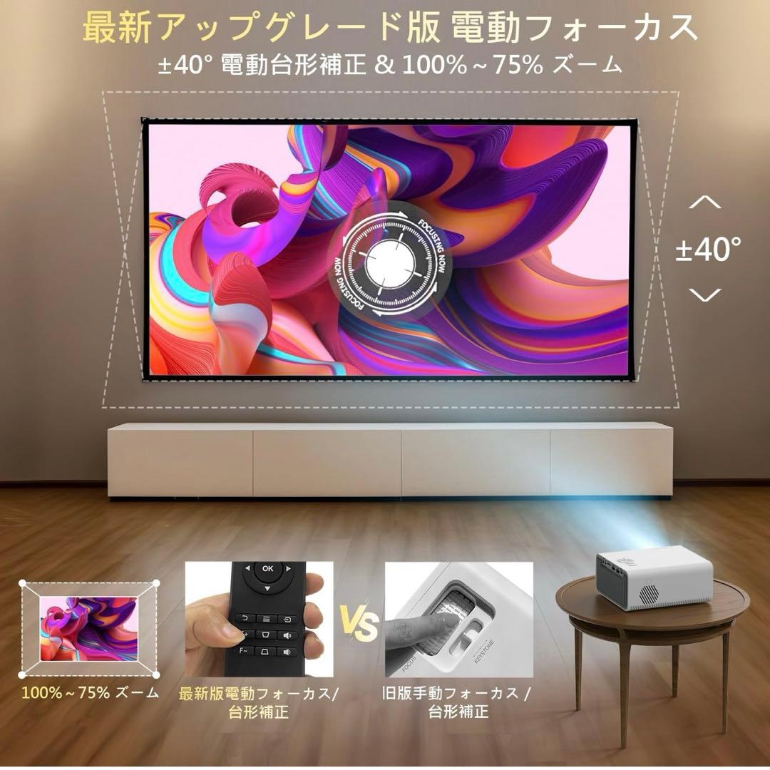 プロジェクター 15000LM高輝度革新版電動フォーカス＆電動台形補正