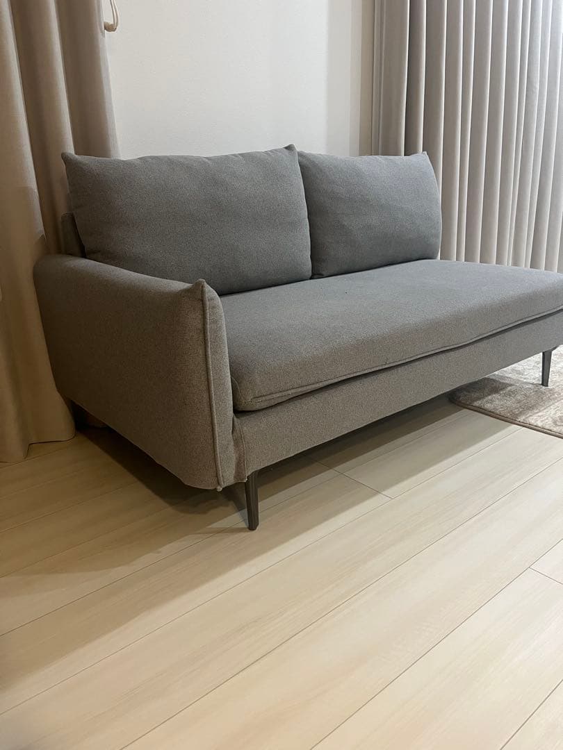 ソファ　グレー　モダン2人掛けソファ　左カウチ