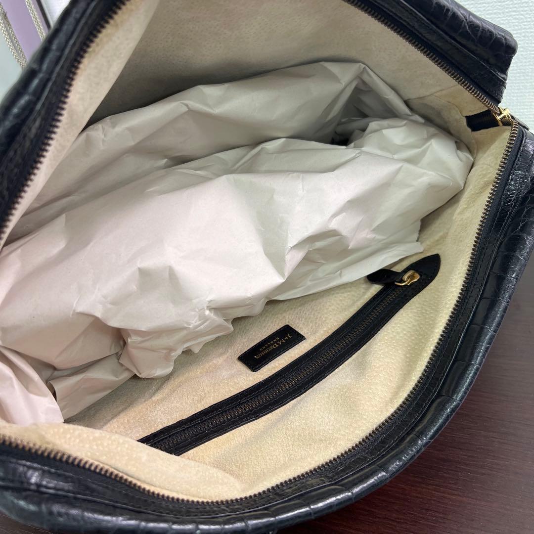 ⭐️定価25万　J&M Davidson クロコ型押しビジネスバッグ　ブラック