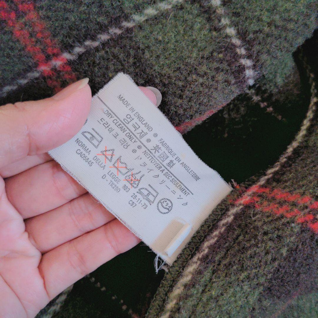 Gloverall オリーブグリーン ロングダッフルコート ウール 裏地チェック