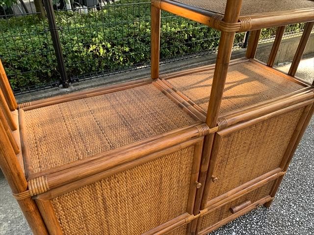 昭和レトロポップ｜ヴィンテージラタン｜オープンシェルフ｜キャビネット｜