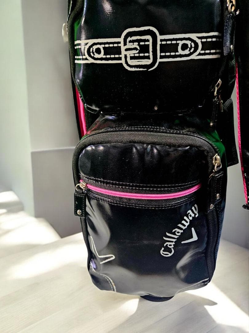 松田幸司/　Callaway 高級エナメルキャディバッグ ブラック・ピンク