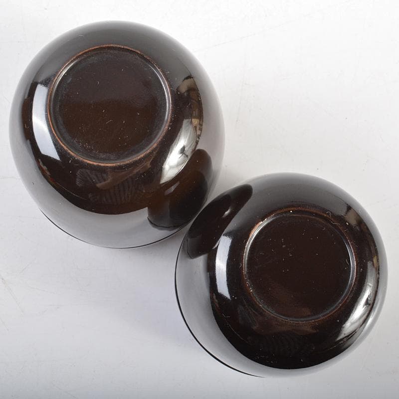 茶道具　黒漆　金蒔絵　扇文　撫子文　棗　一双　時代箱付　C　R6051