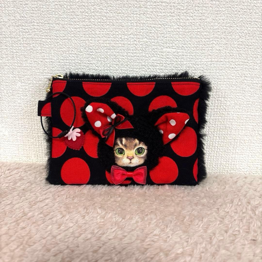 コヤンイサムチョン　ふわモコ　黒猫サンダーちゃんトート＆ポーチ