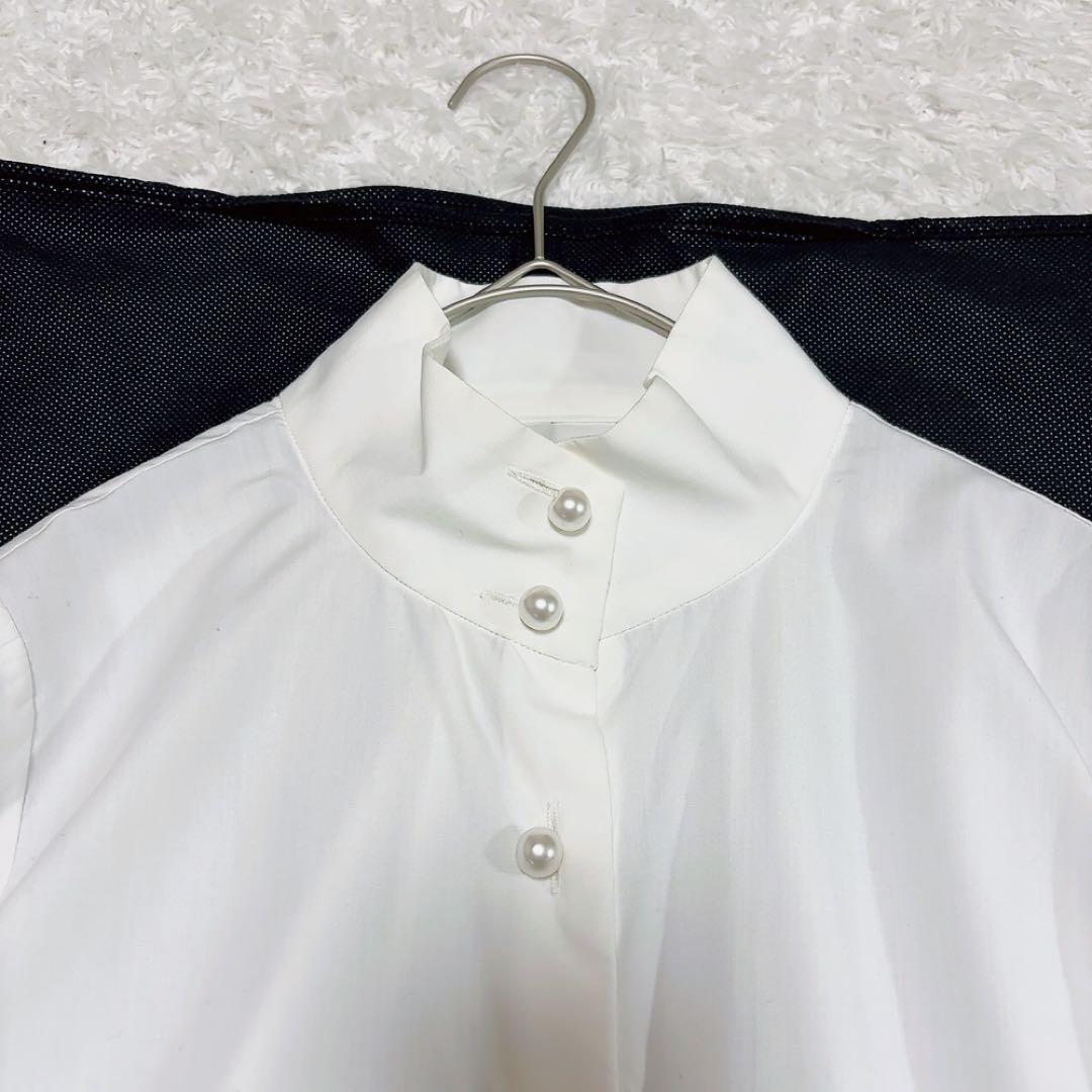 セブンテン ケープ付きパールボタンシャツ ブラウス ホワイト S