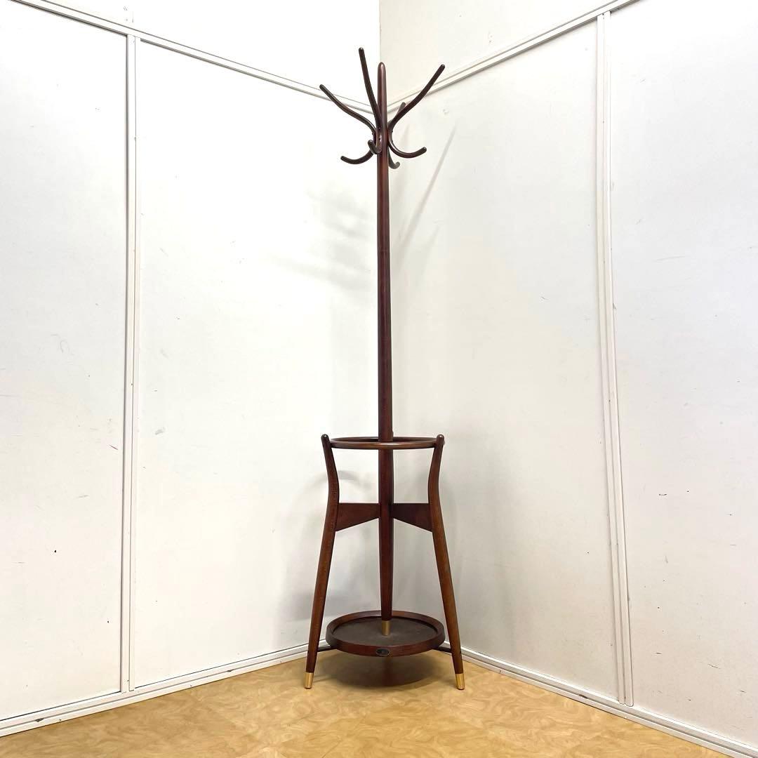 秋田木工 ポールハンガー① 木製コートハンガー 傘立て 洋服掛け ビンテージ