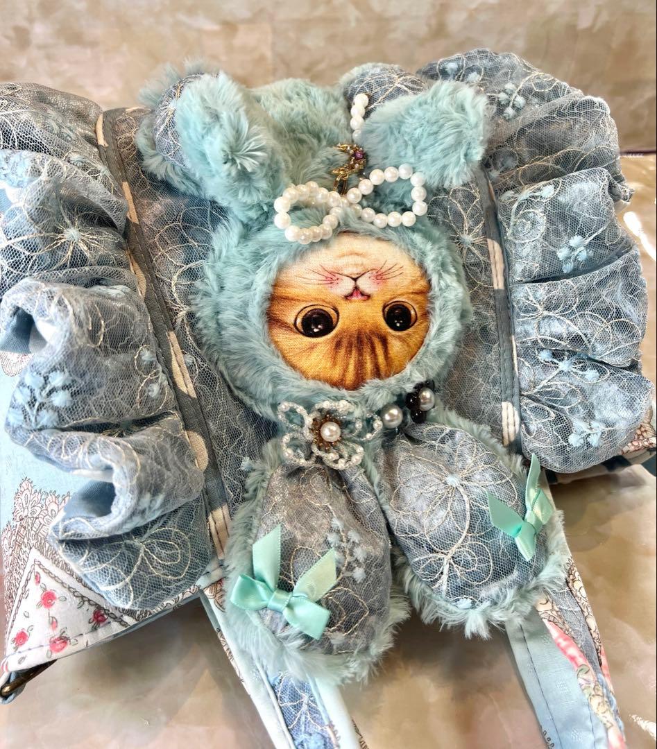 コヤンイサムチョン　レトロハート生地/ラメレース　ふんわりフリルバッグ