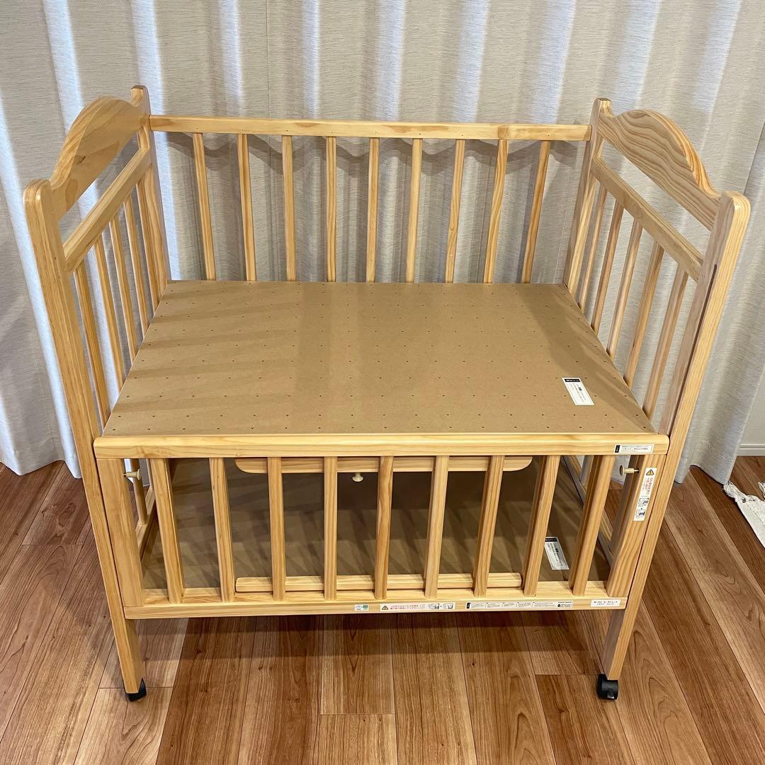 ティンバーベビーベッドミニ ハイタイプ 高さ調節　ミニベッド