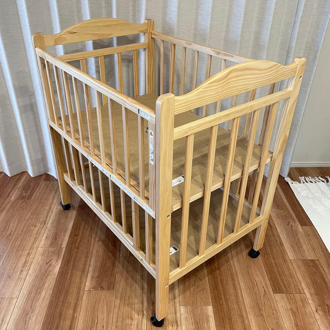 ティンバーベビーベッドミニ ハイタイプ 高さ調節　ミニベッド