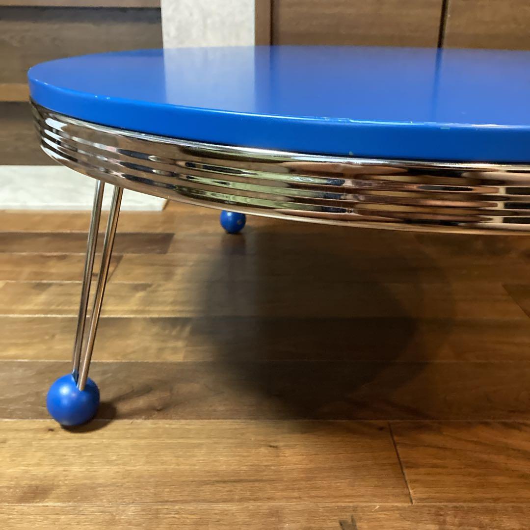 人気✨️青色 アメリカン レトロ 丸型ダイニングテーブル 76×76×31.5cm