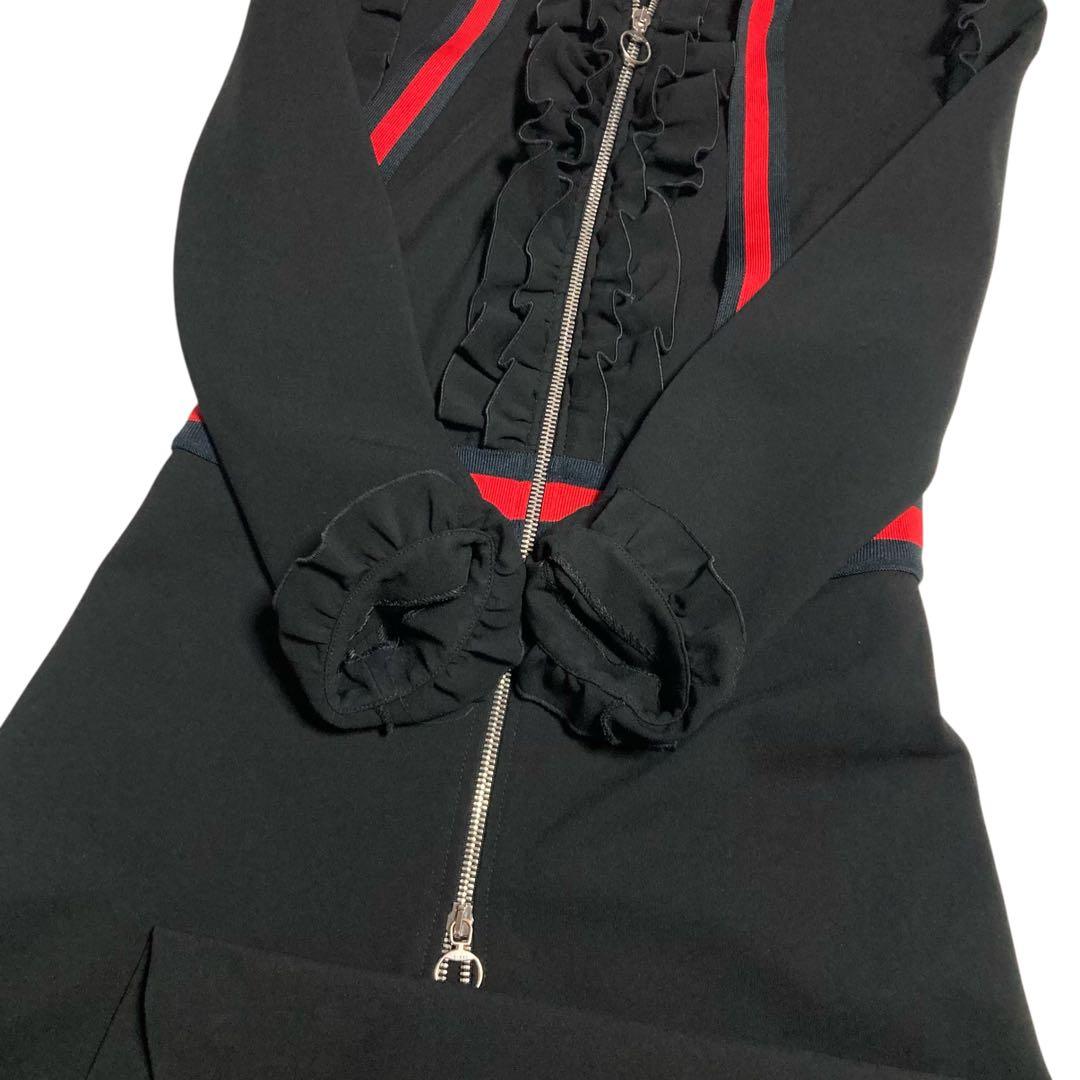 現行タグ★GUCCI グッチ ジャージーワンピース シェリーライン ボウタイ L