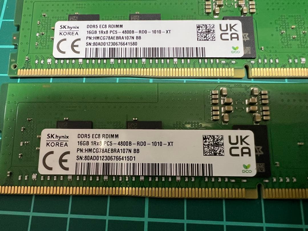 8枚/128G SKhynix DDR5 16GB ECC Registered