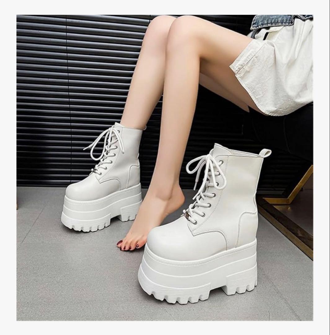 コスプレ ホワイト 厚底 ブーツ 13cm