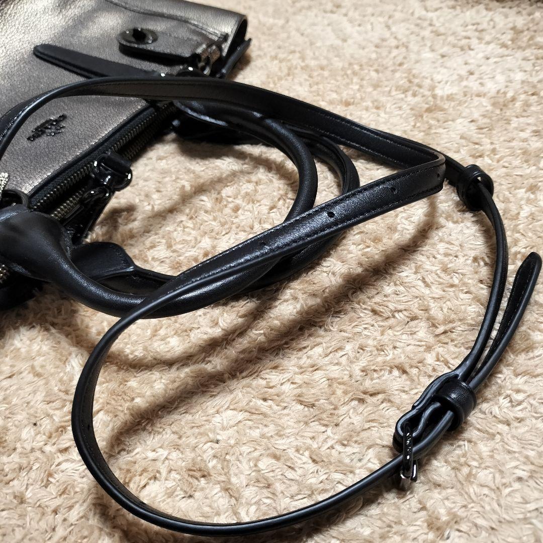 【美品】COACH コーチ ハンドバッグ ショルダー メタリックゴールド