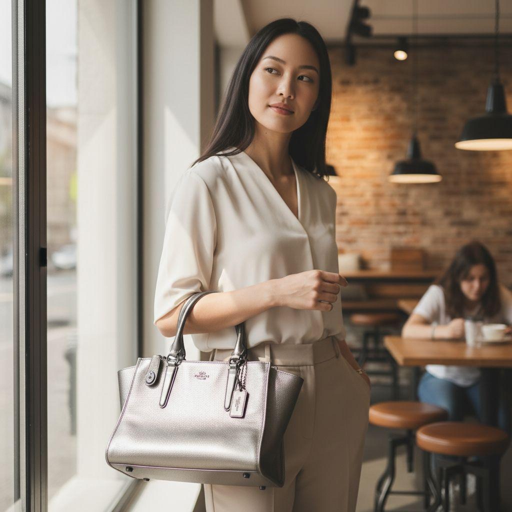 【美品】COACH コーチ ハンドバッグ ショルダー メタリックゴールド