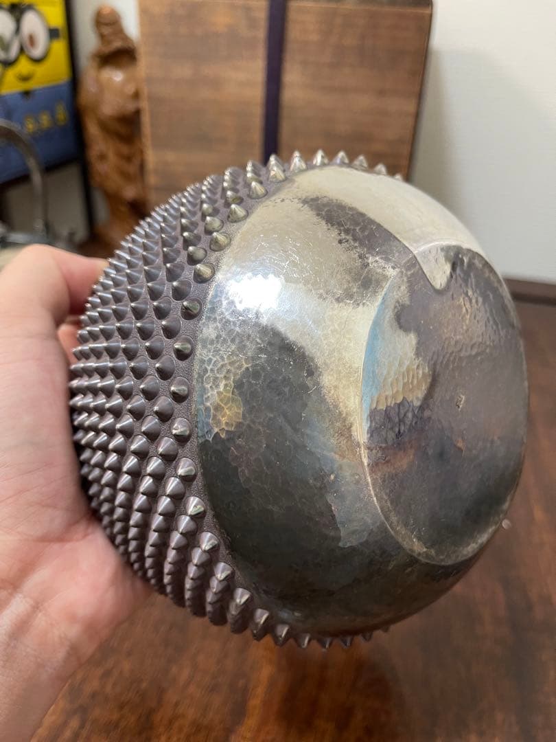 銀瓶　純銀　あられ　木箱付き　652g 骨董古美術