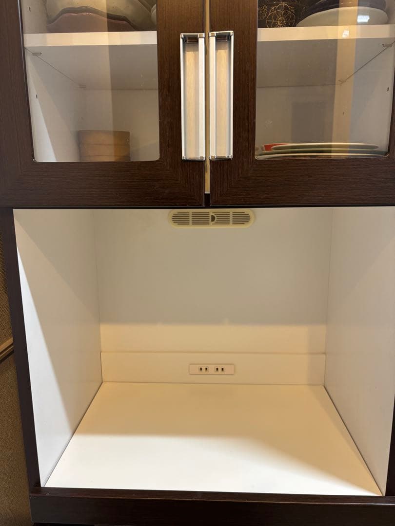 ダークブラウン 食器棚 3段引き出し 一人暮らし, キッチン収納　幅60cm