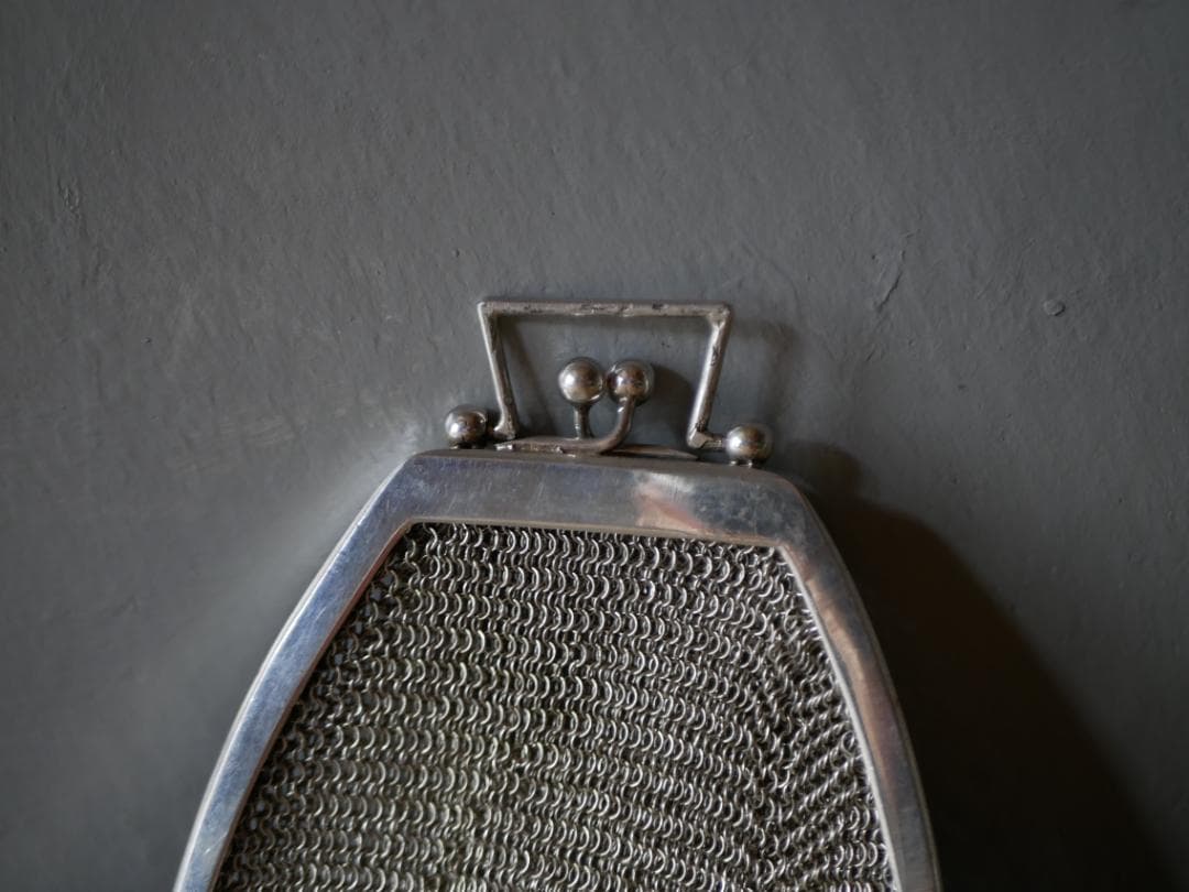 純銀　シャトレーンバッグ　メッシュバッグ　フランスアンティーク　ヨーロッパ