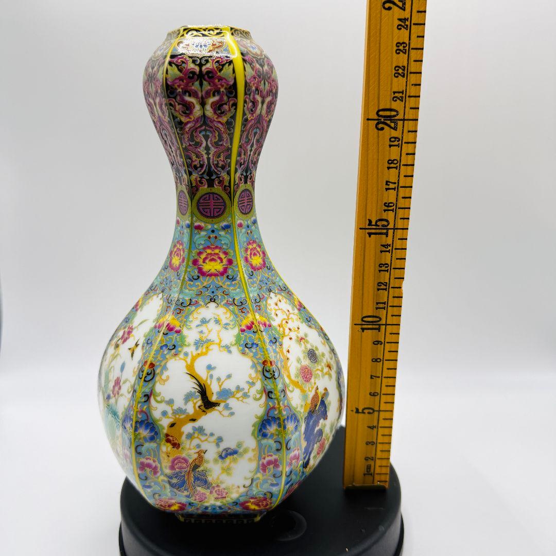 R109 エナメル色蒔絵金花鳥 瓶（かびん）陶磁器 アンティーク