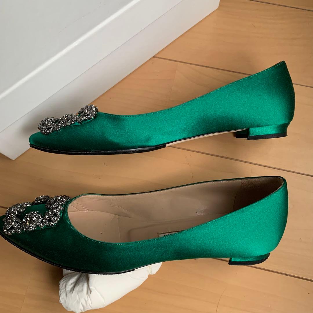 マノロブラニク　ハンギシ　フラット　グリーン　35.5