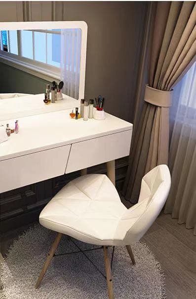 ホワイト 北欧風ドレッサードレッサーデスク おしゃれ 椅子付き