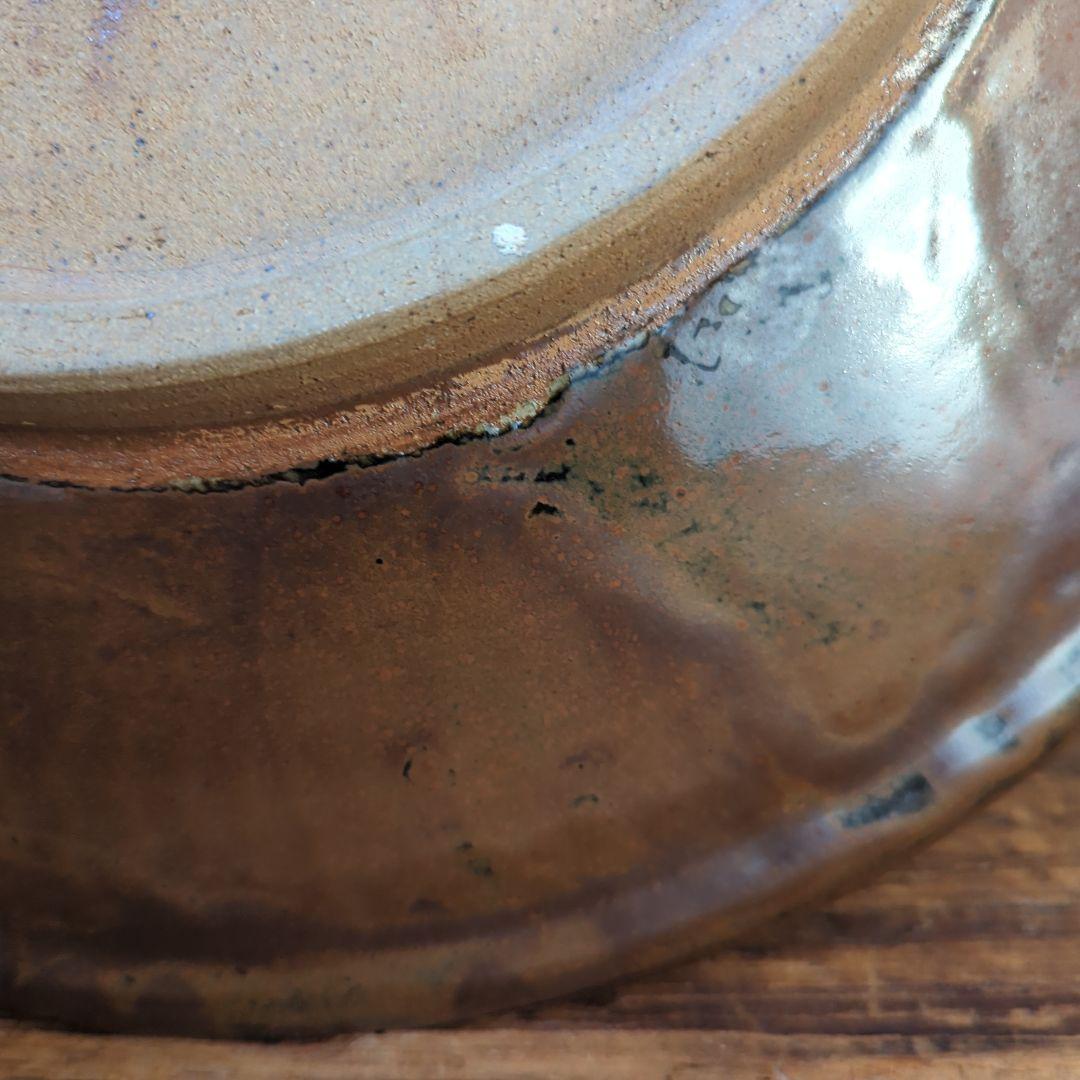 【民藝】【益子】掛流し特大皿【白石 篤 造】【民芸】