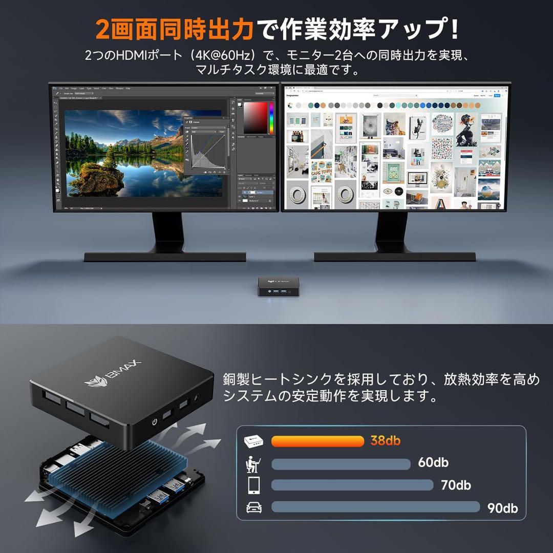 【ミニpc Intel N4000搭載 高コスパ】DDR4 8GB+128GB
