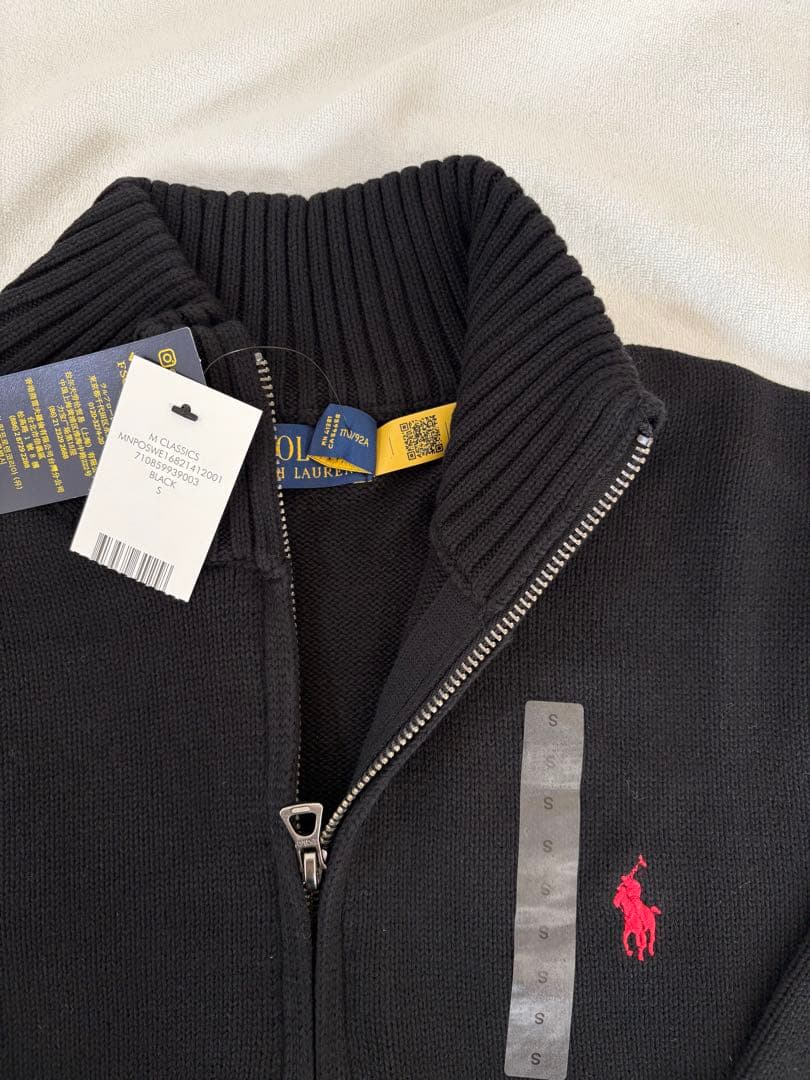 新品 ポロラルフローレン ハーフジップ ニット S 黒 ブラック
