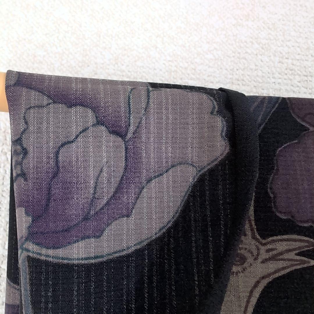 【三花】撫松庵　セオα　洗える着物　浴衣　単衣　孔雀　牡丹　リサイクル　リユース