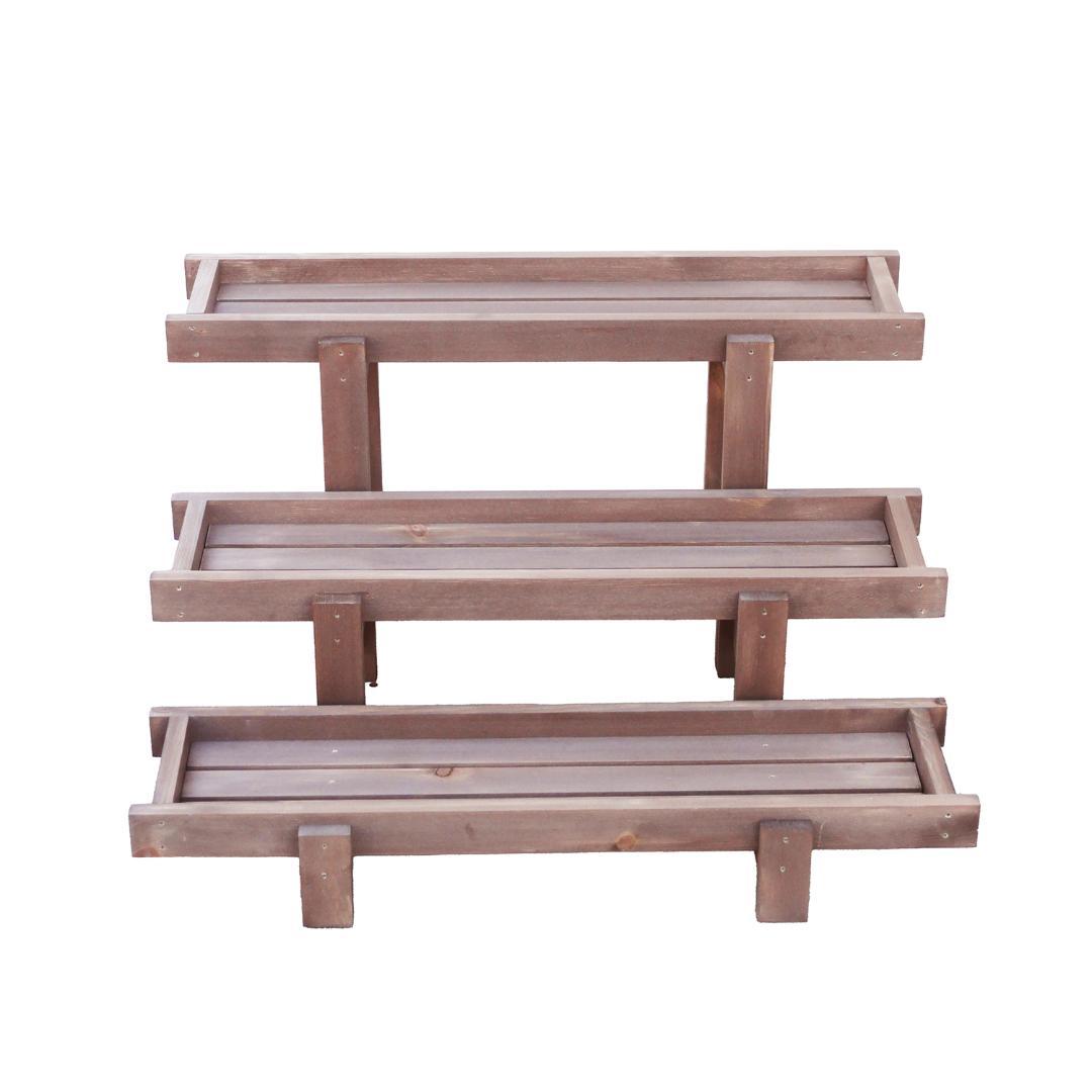 プランター3点セット　鉢台　花台　観葉植物　多肉植物　木製プランター　木製ラック