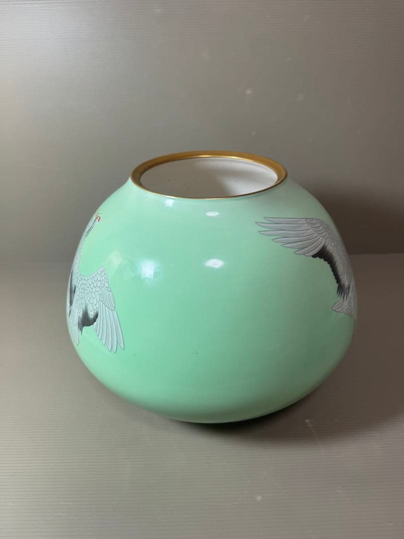 2922 香蘭社　鶴図柄　金彩　花瓶