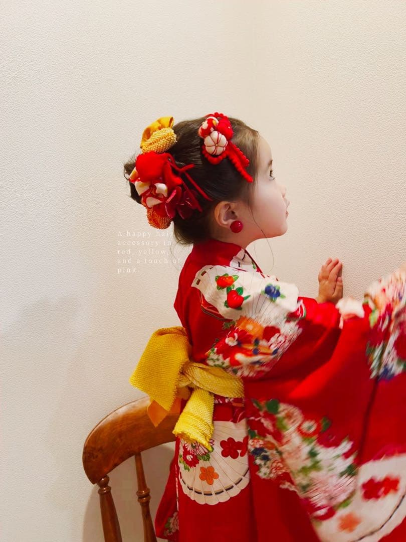 七五三　七五三髪飾り　ヘッドドレス　着物髪飾り可愛い黄色の髪飾り　036