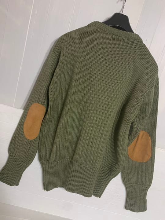 90'sヴィンテージラルフローレン国内正規革ガン&エルボーパッチニットセーターL