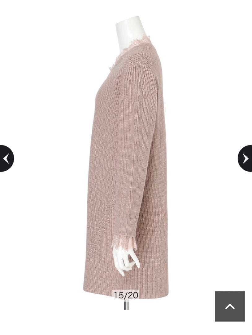 美品♡アプワイザーリッシェ レーストリムミニワンピースM♡モカピンク